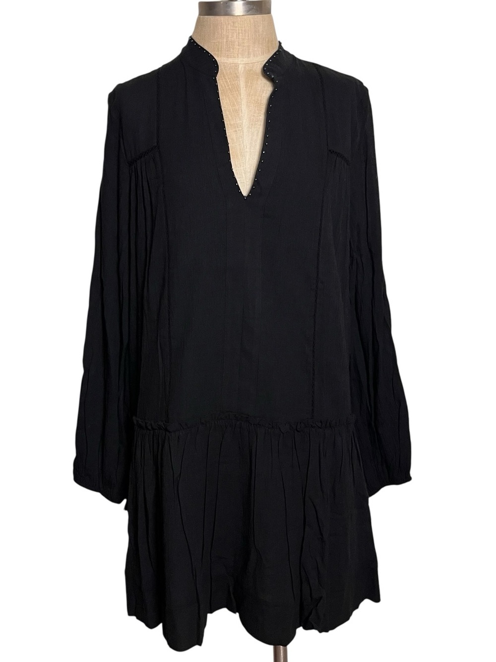 Pomander Place Ophelia NWOT Black Cotton Gauze Resort Boho Mini Dress – Size M - Picture 3 of 13